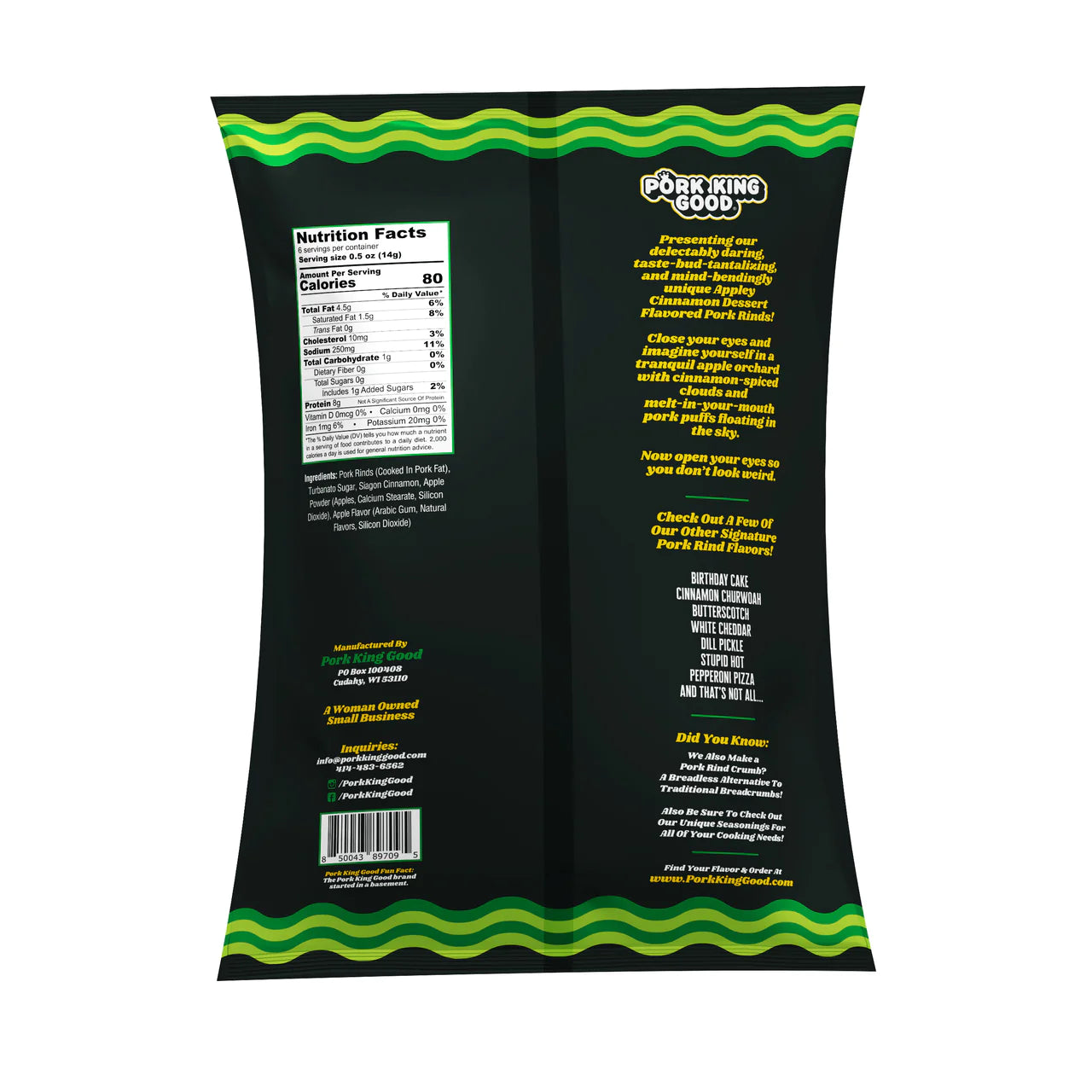 Appley Cinnamon Flavored Pork Rinds (3 oz)