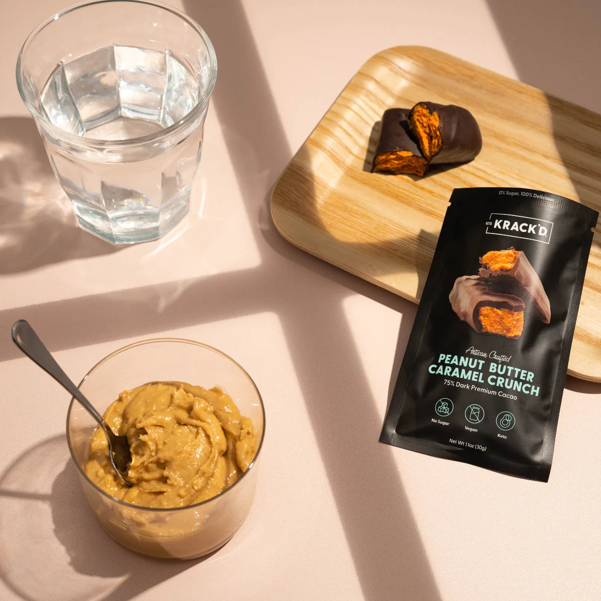 No Sugar Dark Chocolate Peanut Butter Caramel Crunch Candy (1.1 oz)