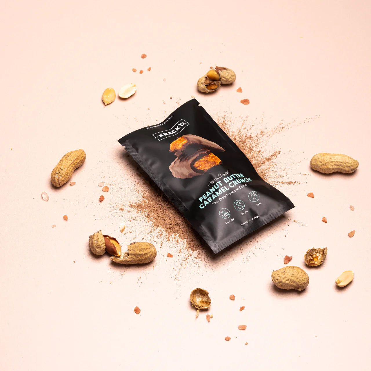 No Sugar Dark Chocolate Peanut Butter Caramel Crunch Candy (1.1 oz)