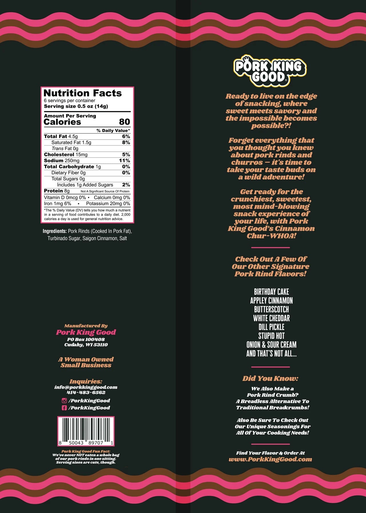 Cinnamon ChurWHOA! Flavored Pork Rinds (3 oz)