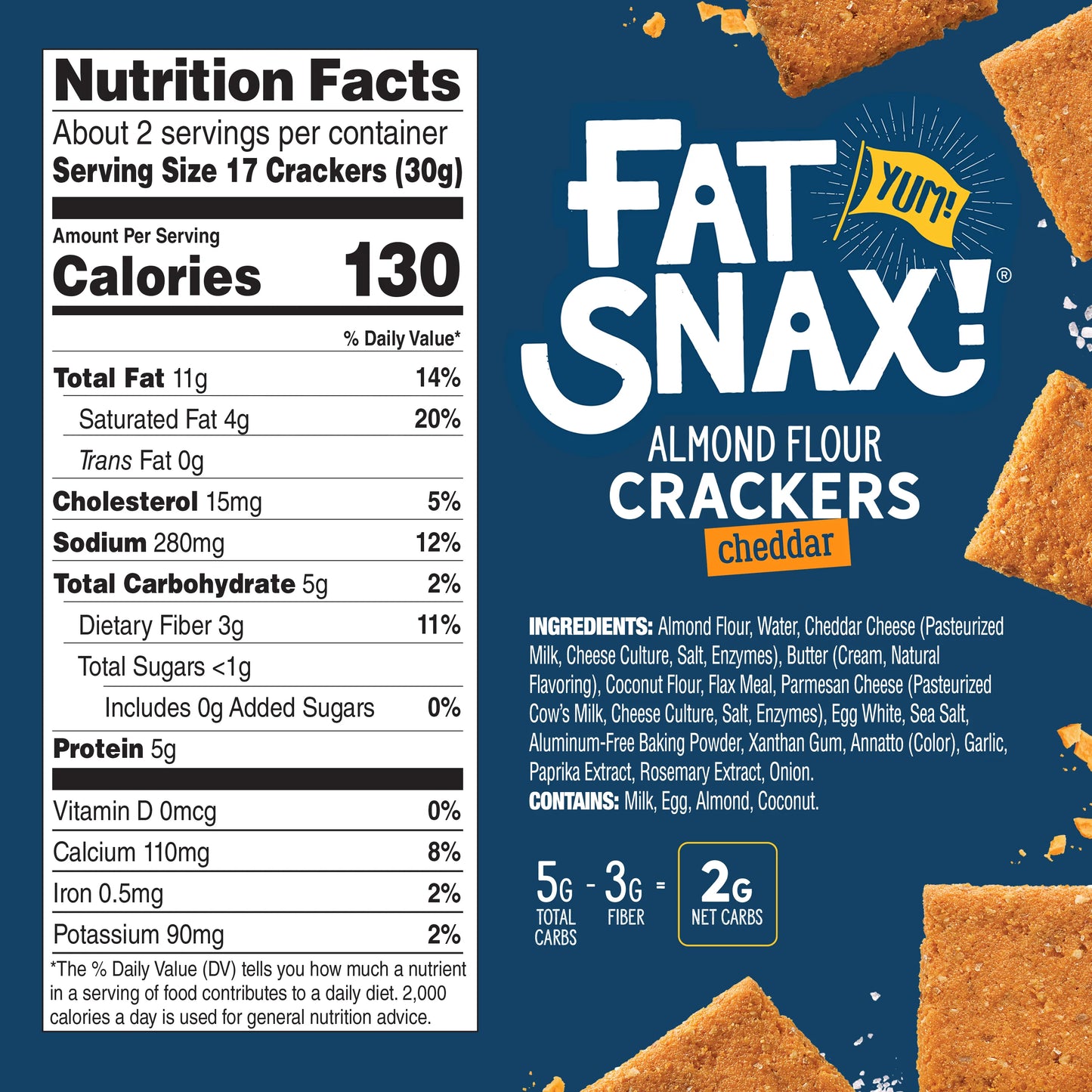 Cheddar Almond Flour Crackers (4.25 oz)