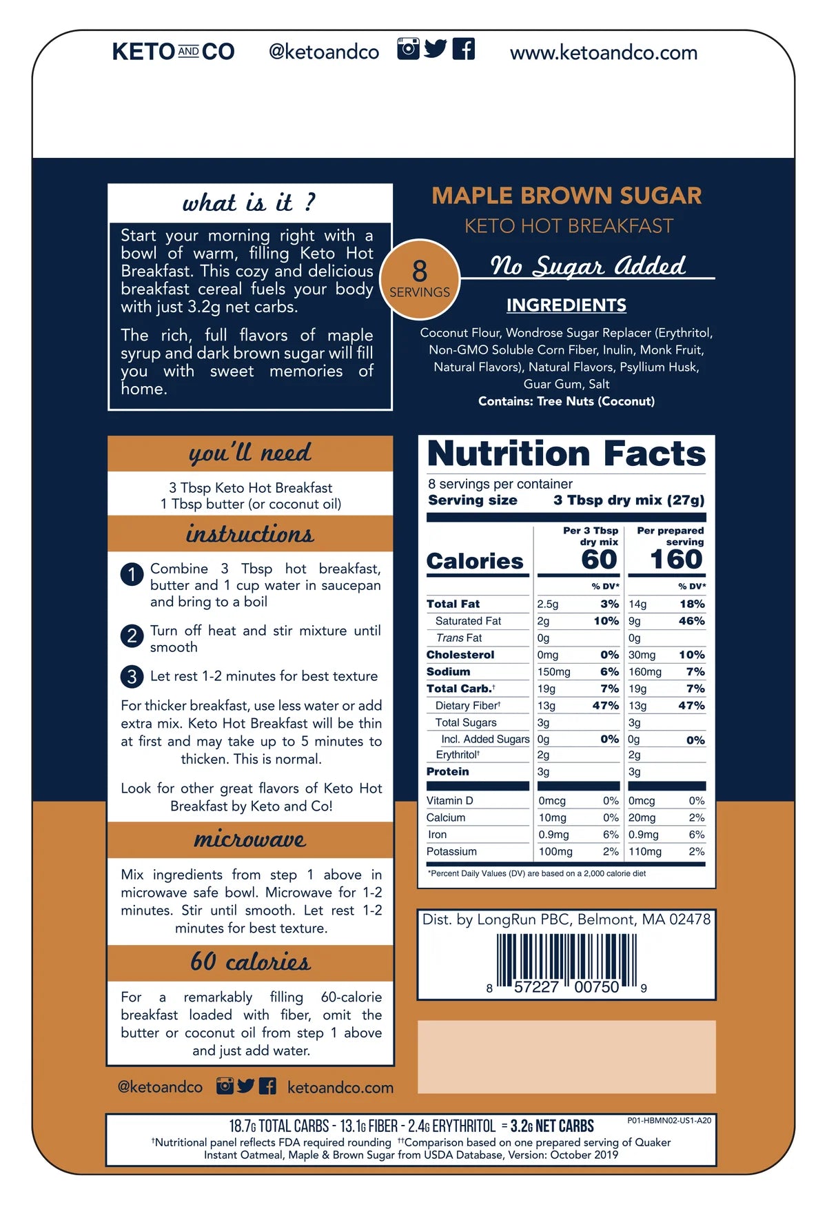 Maple Brown Sugar Keto Hot Breakfast (7.6 oz)