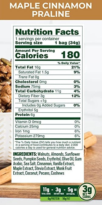 Maple Cinnamon Praline Glazed Keto Nut Mix (1.2 oz)
