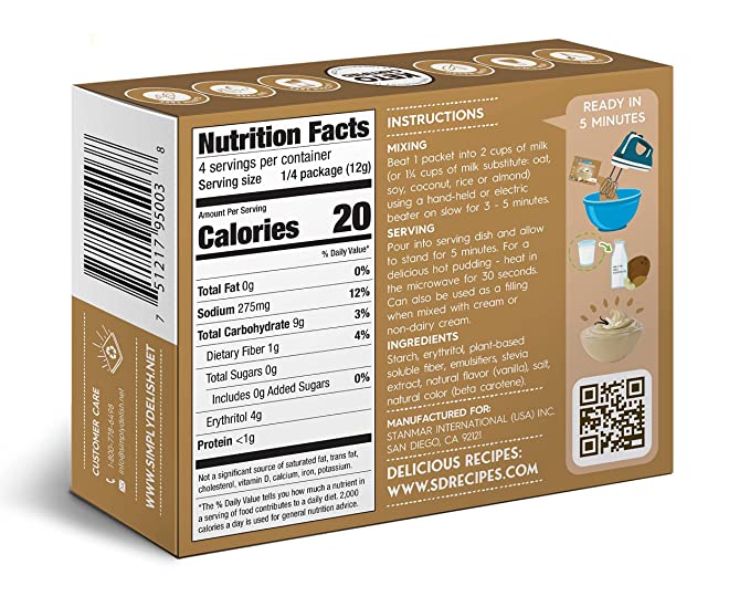 Plant Based Instant Vanilla Pudding Mix (1.7 oz)