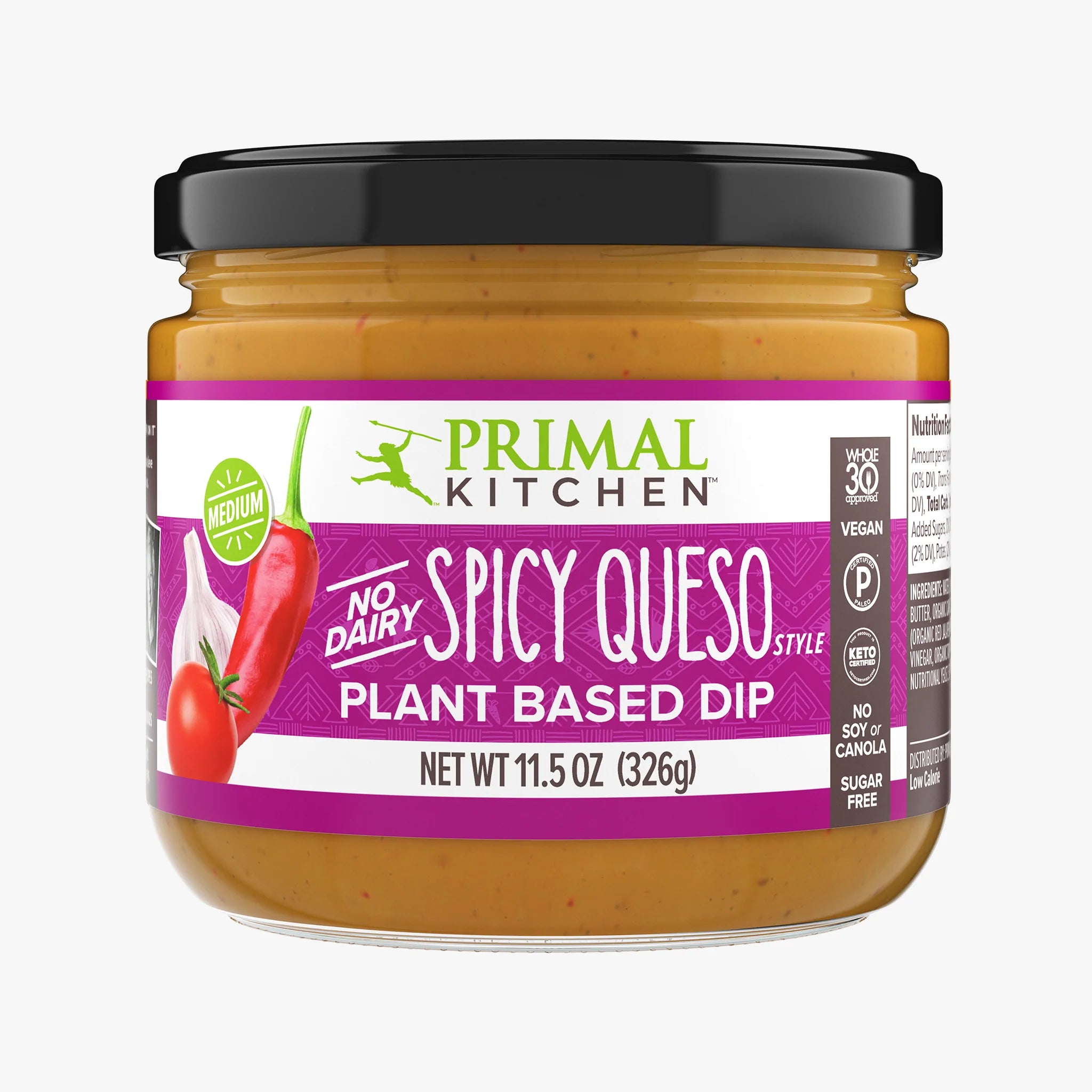 Primal Kitchen Plant Based Dip, No Dairy, Queso Style, Mild - 11.5 oz