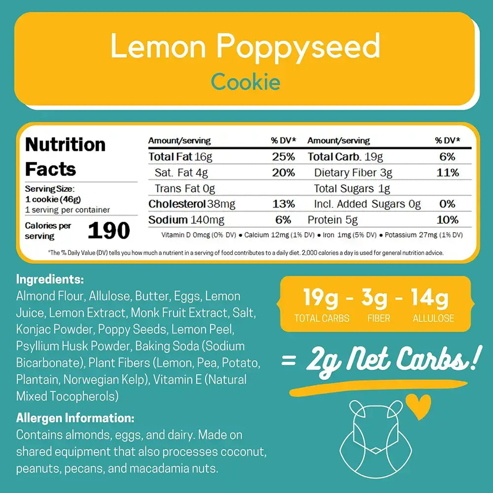 Chipmonk Baking - Lemon Poppy Seed Keto Cookie (1.7 oz)