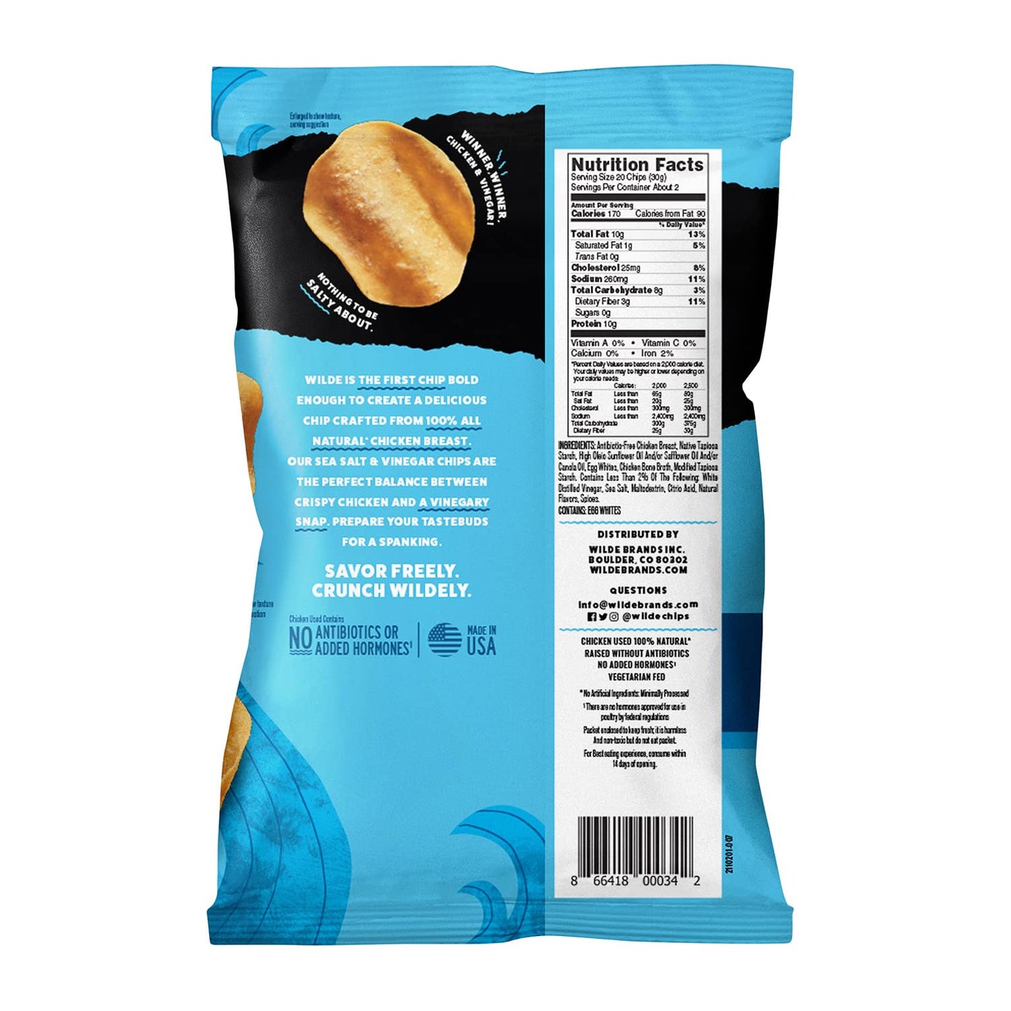 Wilde Snacks - Sea Salt & Vinegar Chicken Protein Chips (2.25 oz)
