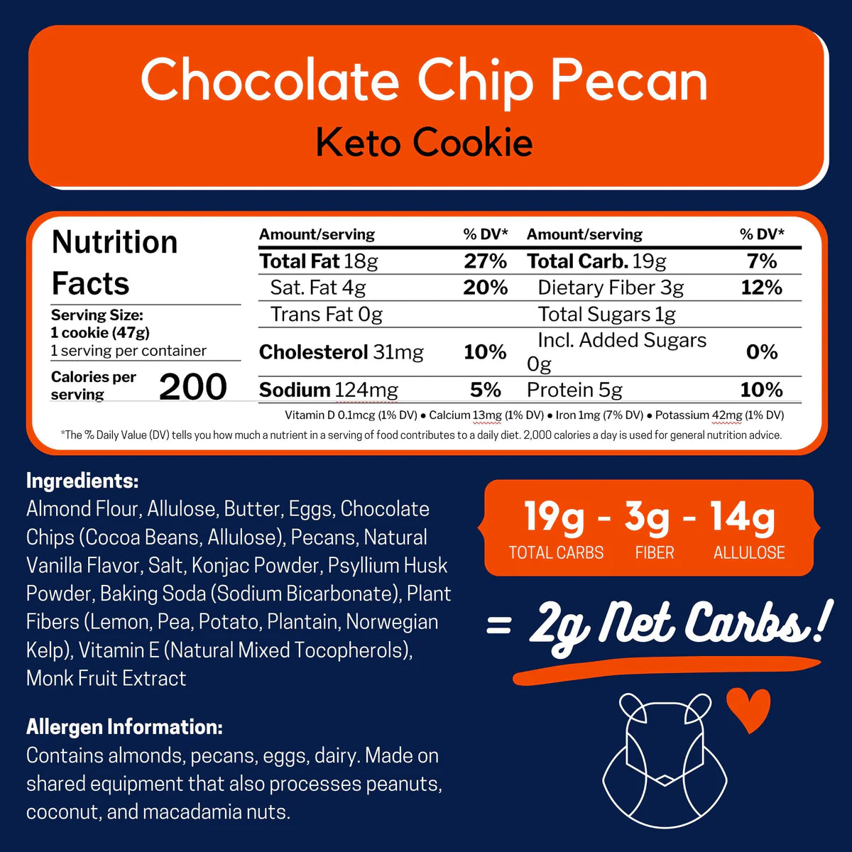 Chocolate Chip Pecan Keto Cookie (1.6 oz)