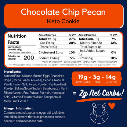 ChipMonk Baking - Chocolate Chip Pecan Keto Cookie (1.6 oz)