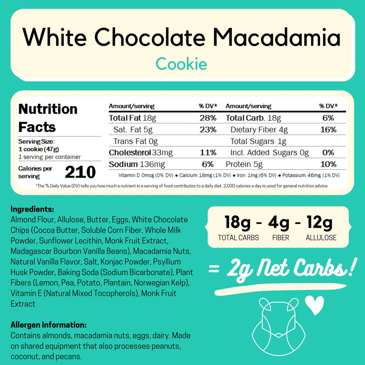 White Chocolate Macadamia Keto Cookie (1.6 oz)