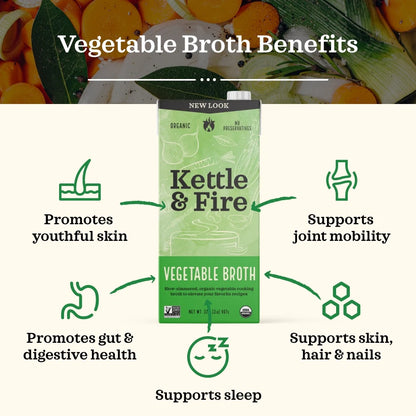 Kettle & Fire - Organic Low Sodium Vegetable Cooking Broth (32 oz)