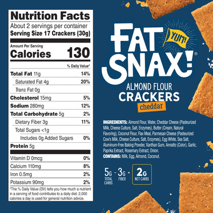 Fat Snax - Cheddar Almond Flour Crackers (4.25 oz)