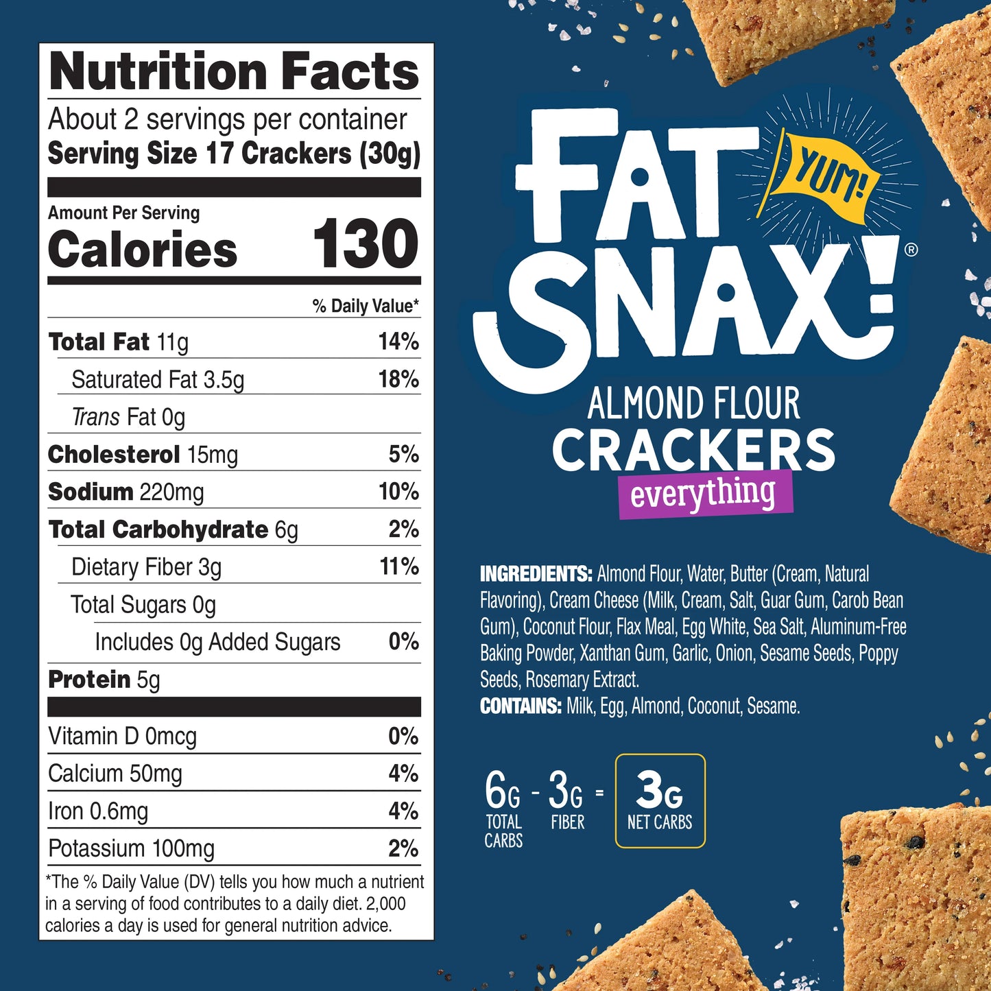 Fat Snax - Everything Almond Flour Crackers (4.25 oz)