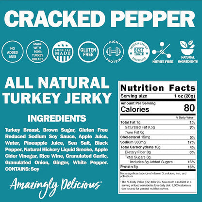 Field Trip Snacks - Cracked Pepper Turkey Jerky (1 oz)