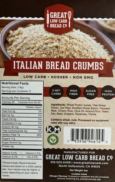 Great Low Carb Bread Company - Low Carb Italian Bread Crumbs (4 oz)