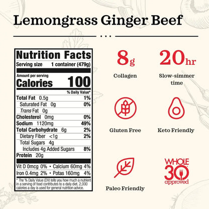 Kettle & Fire - Lemongrass Ginger Beef Bone Broth (16.9 oz)