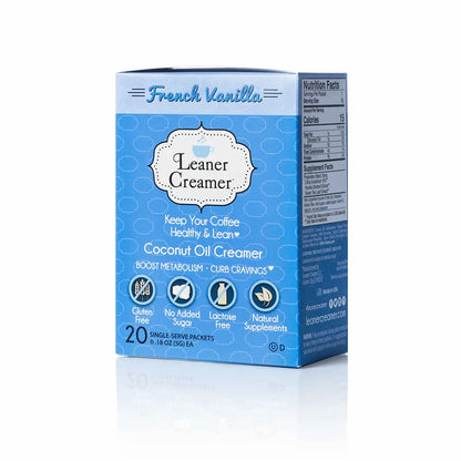 Leaner Creamer - French Vanilla Travel Packs - 20 Count Single Serve Packets (0.18 oz each)