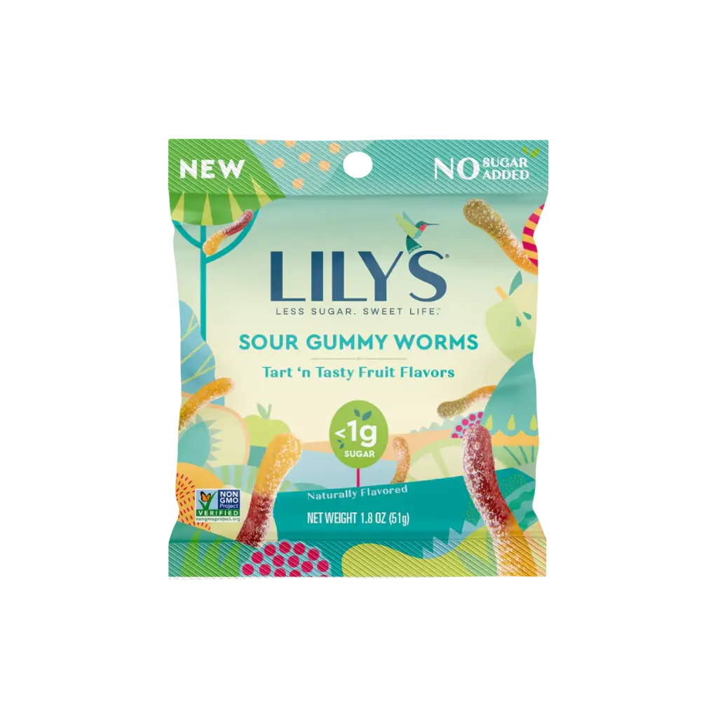 Lily's Sweets - Sour Fruit Gummy Worms (1.8 oz)