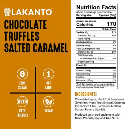 Lakanto - Sugar Free Salted Caramel Chocolate Truffles (3.6 oz)