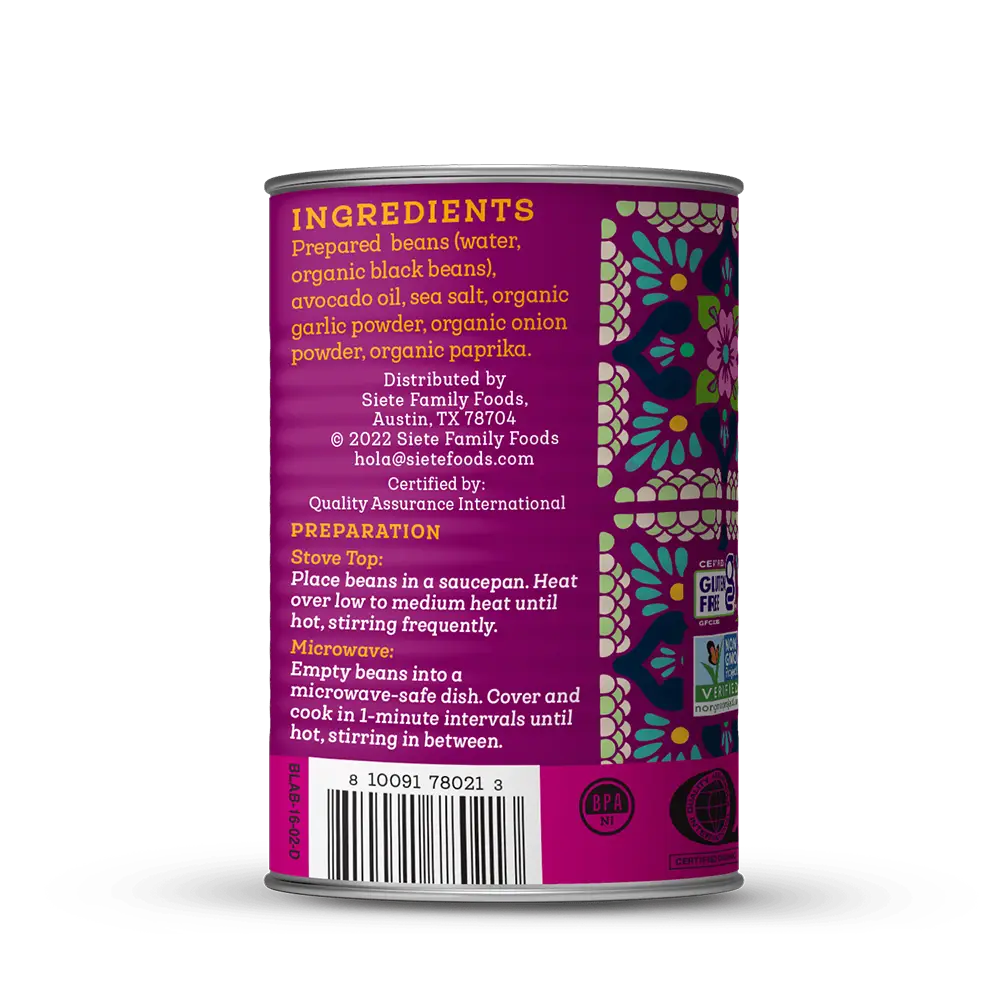 Siete - Vegan Refried Black Beans (16 oz)