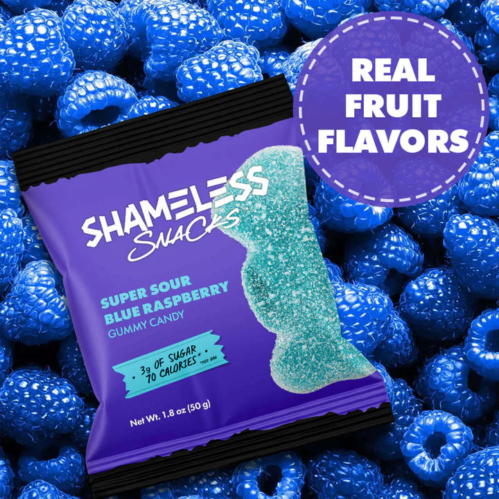 Shameless Snacks - Super Sour Blue Raspberry Gummy Candy (1.8 oz)