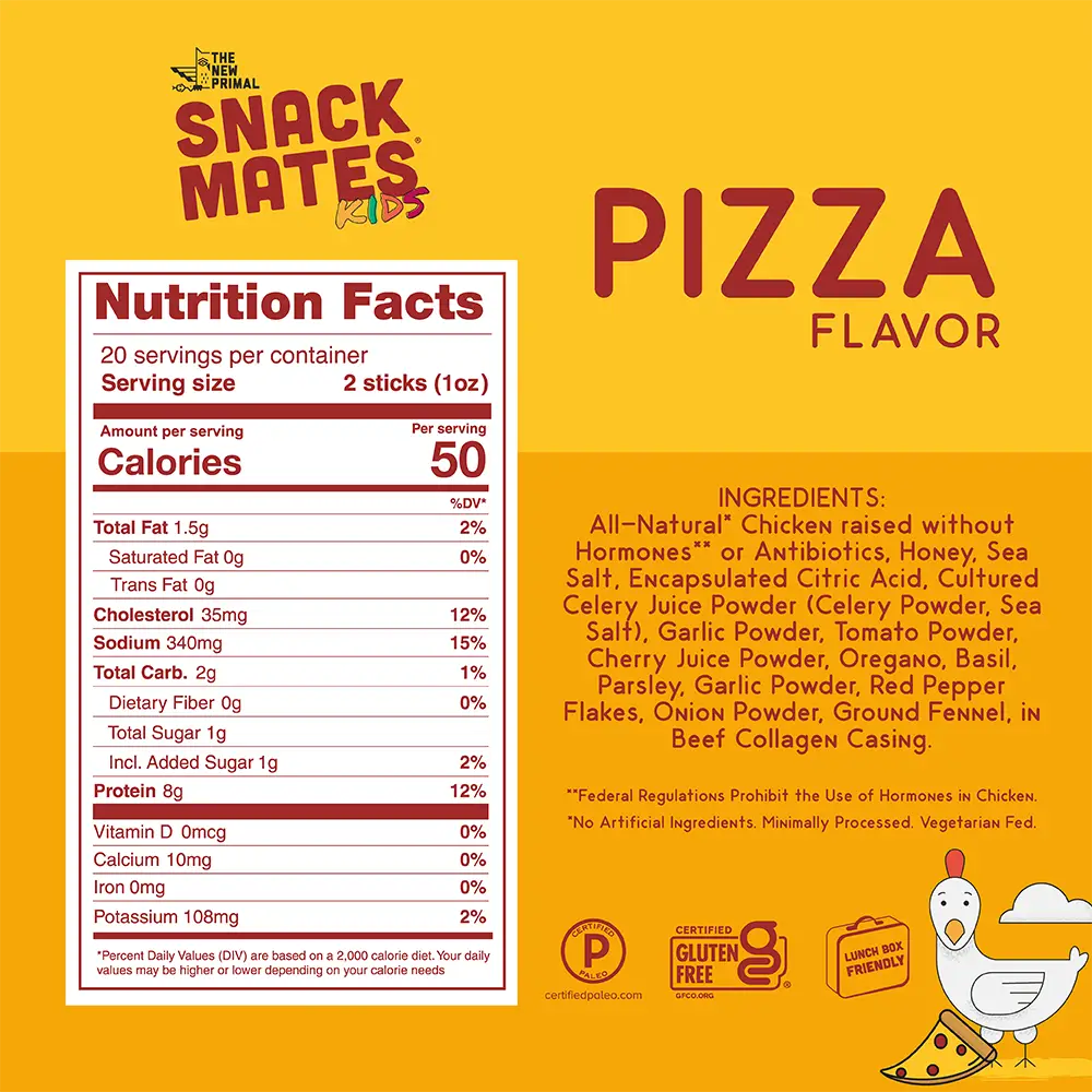 The New Primal - Snack Mates Chicken Pizza Mini Meat Sticks (5 ct.)