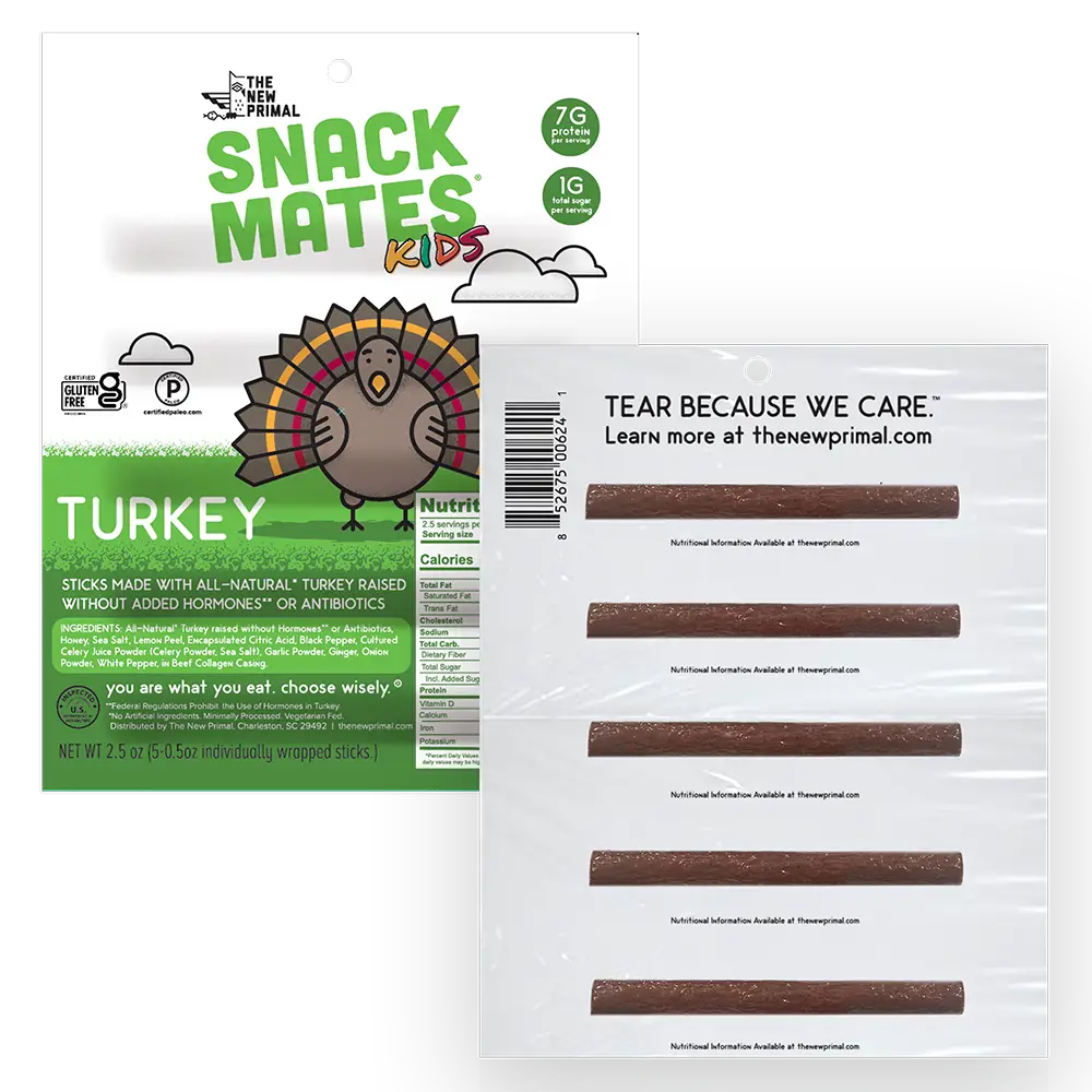 The New Primal - Snack Mates All-Natural Turkey Mini Meat Sticks (5 ct.)