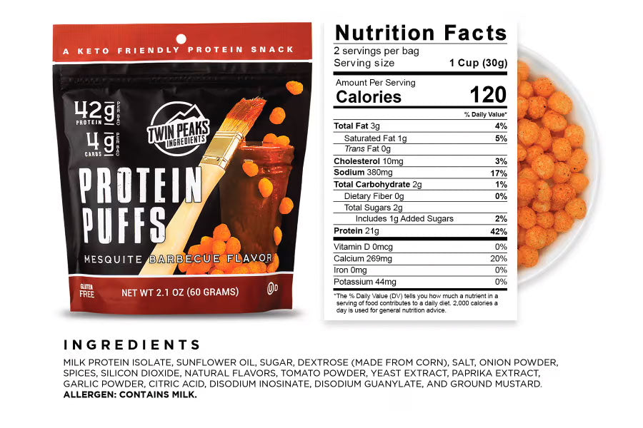 Twin Peaks Ingredients - Mesquite Barbecue Protein Puffs (2.1 oz)