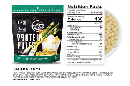Twin Peaks Ingredients - Sour Cream & Onion Protein Puffs (2.1 oz)