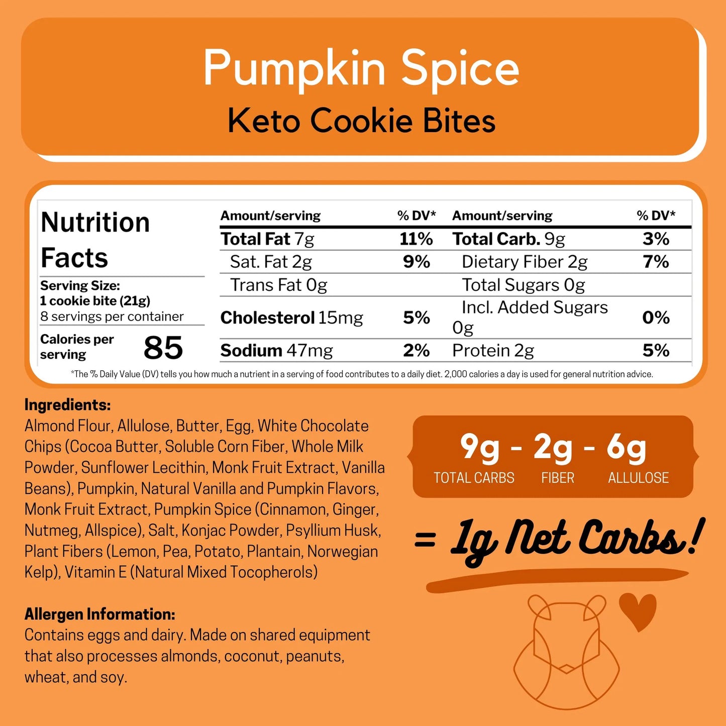 Pumpkin Spice Keto Cookie Bites (6 oz)
