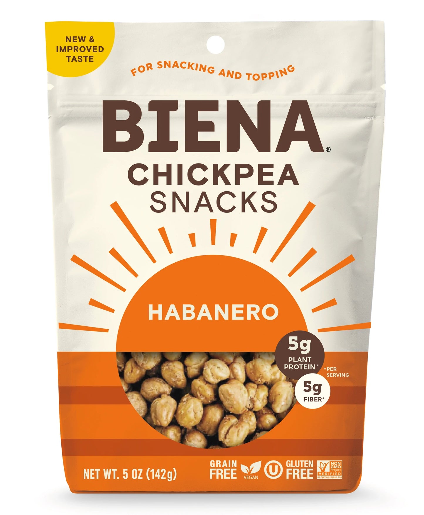 Biena Snacks - Habanero Roasted Chickpea Snacks (5 oz)