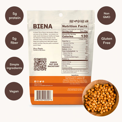 Biena Snacks - Habanero Roasted Chickpea Snacks (5 oz)