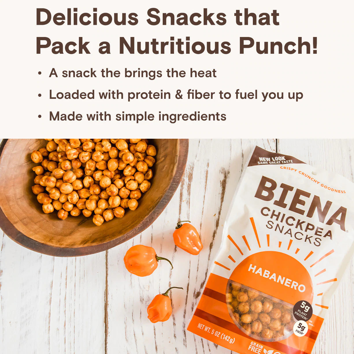 Biena Snacks - Habanero Roasted Chickpea Snacks (5 oz)