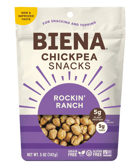 Biena Snacks - Rockin' Ranch Roasted Chickpea Snacks (5 oz)