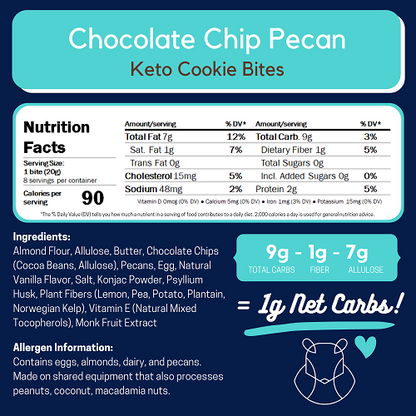 ChipMonk Baking - Chocolate Chip Pecan Keto Cookie Bites (6 oz)