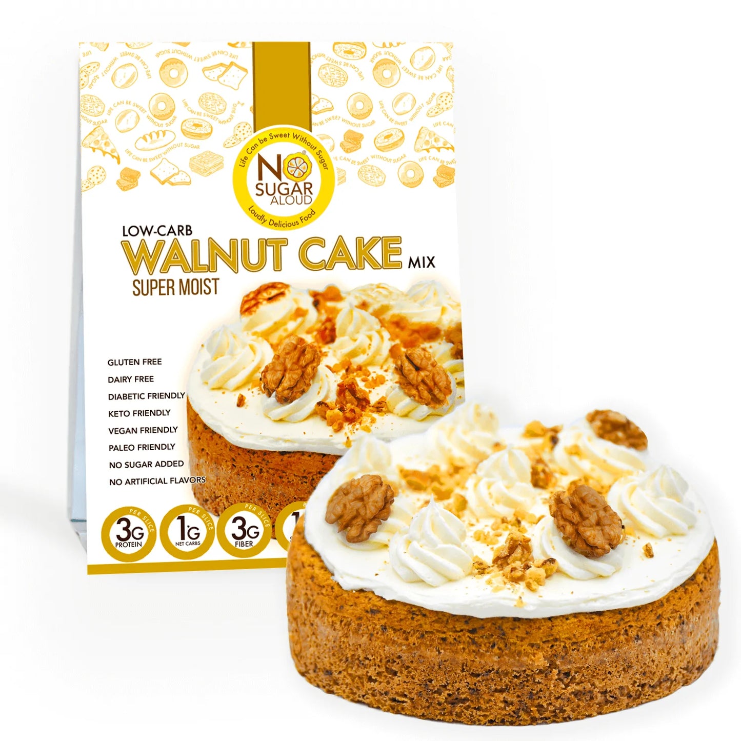 No Sugar Aloud LLC - Walnut Cake Mix (13 oz)