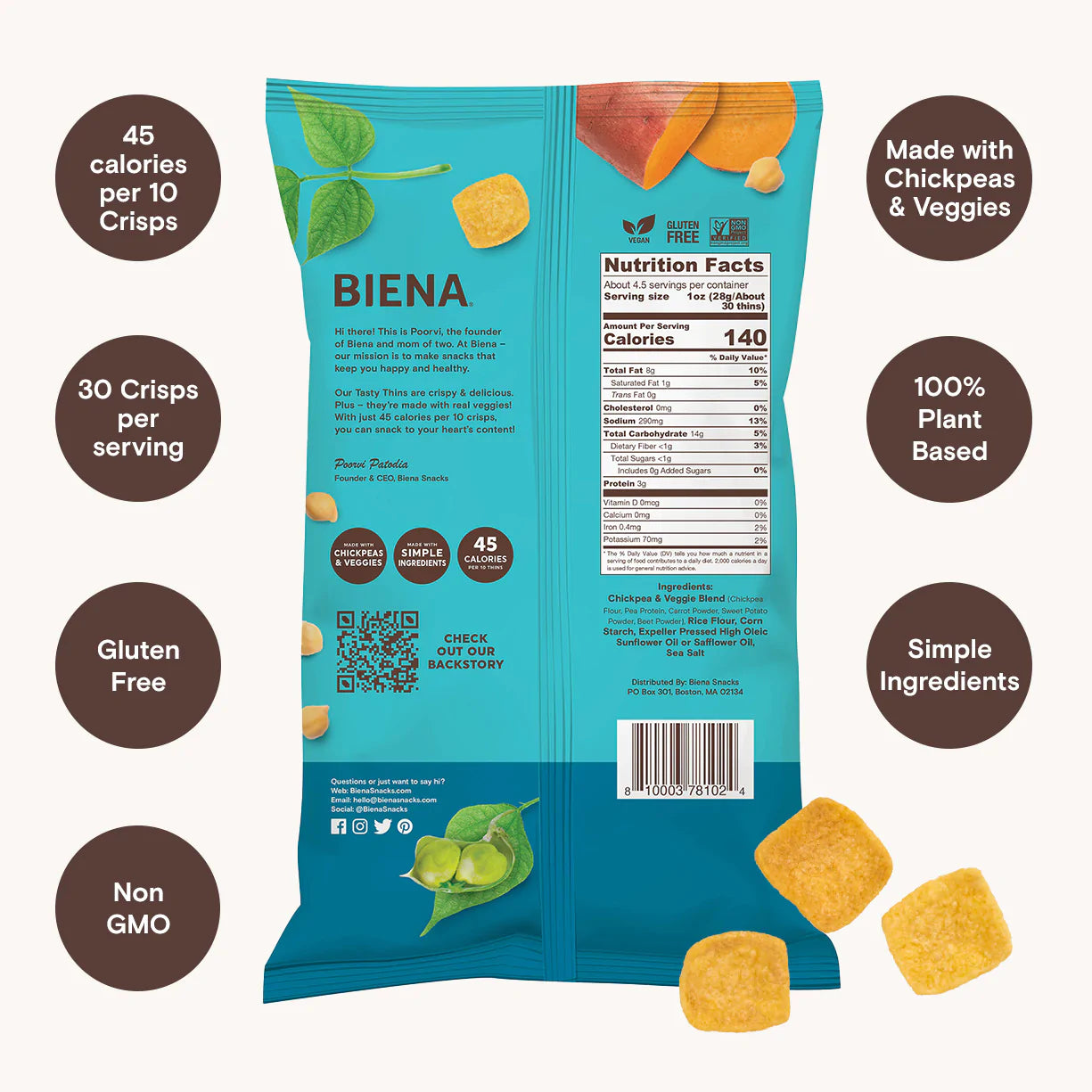 Biena Snacks - Sea Salt Tasty Thins (4.5 oz)