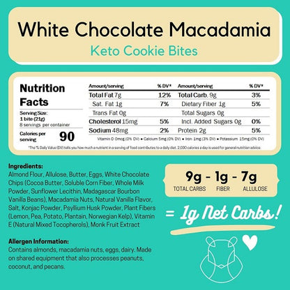 ChipMonk Baking - White Chocolate Macadamia Keto Cookie Bites (6 oz)