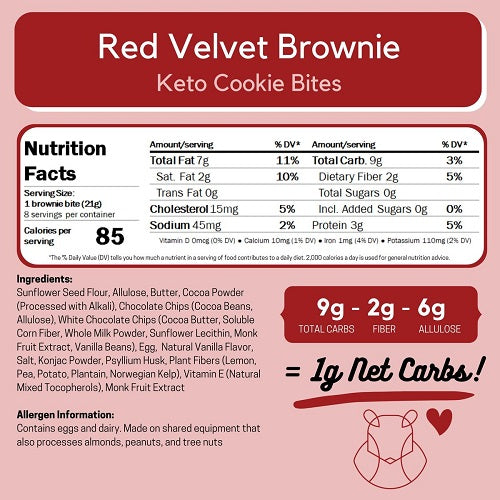 ChipMonk Baking - Red Velvet Keto Cookie Bites (6 oz)