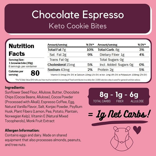 Chocolate Espresso Keto Cookie Bites (6 oz)
